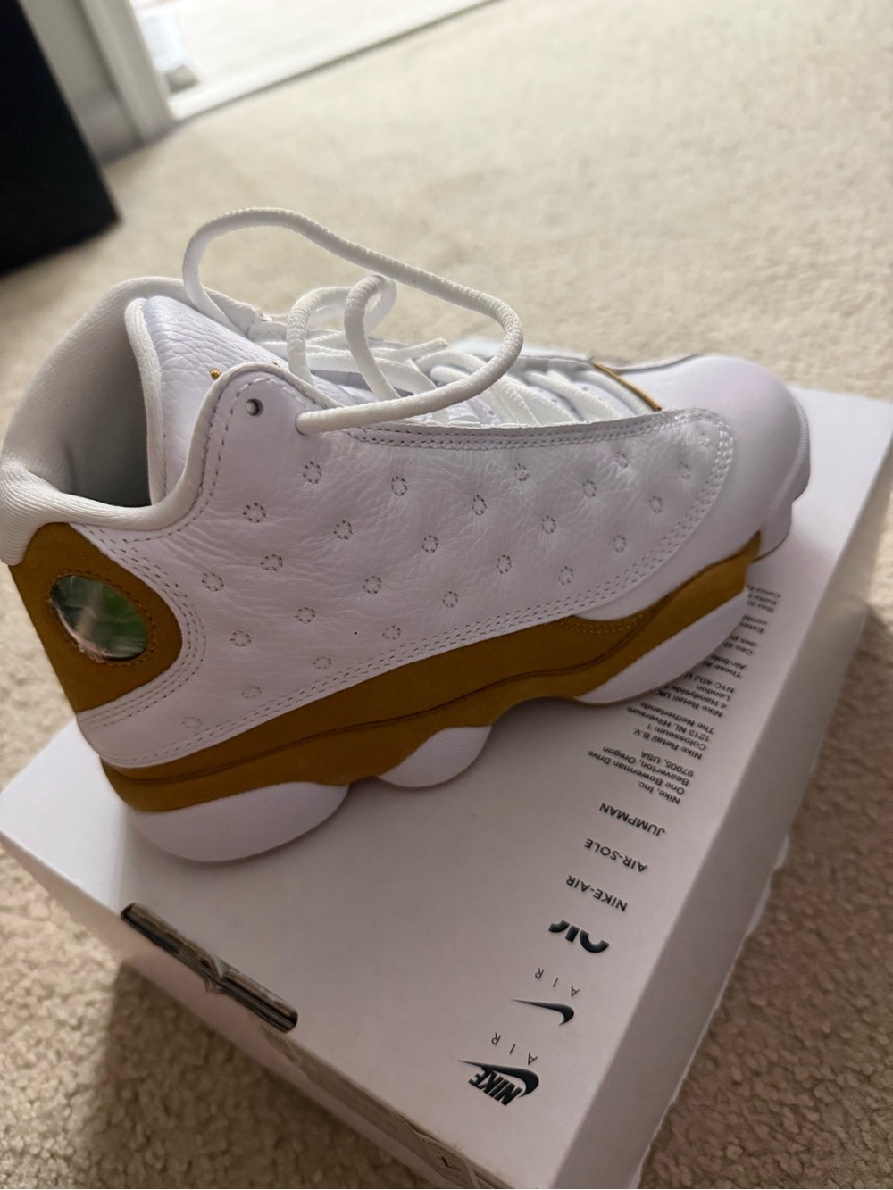Air Jordan Kids White/Wheat Retro 13 Basketball Sneakers